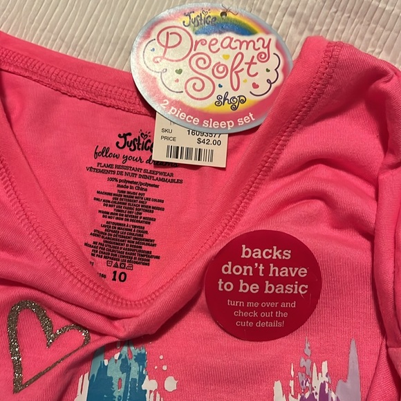 NWT Justice 2 piece PJ set size 10 - Picture 2 of 6